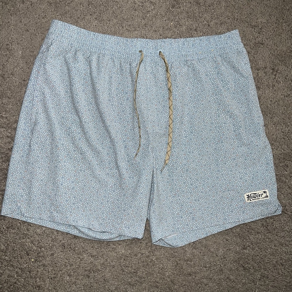 Howler Brothers Deep Set Board Shorts Mens XL Pool Blue Lotsa Dot Swim Trunks